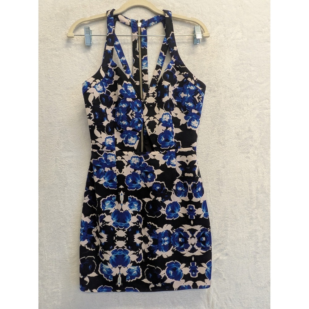 NBD x The Naven Twins‎ Floral Mini Dress Racerback Sleeveless Blue Black S